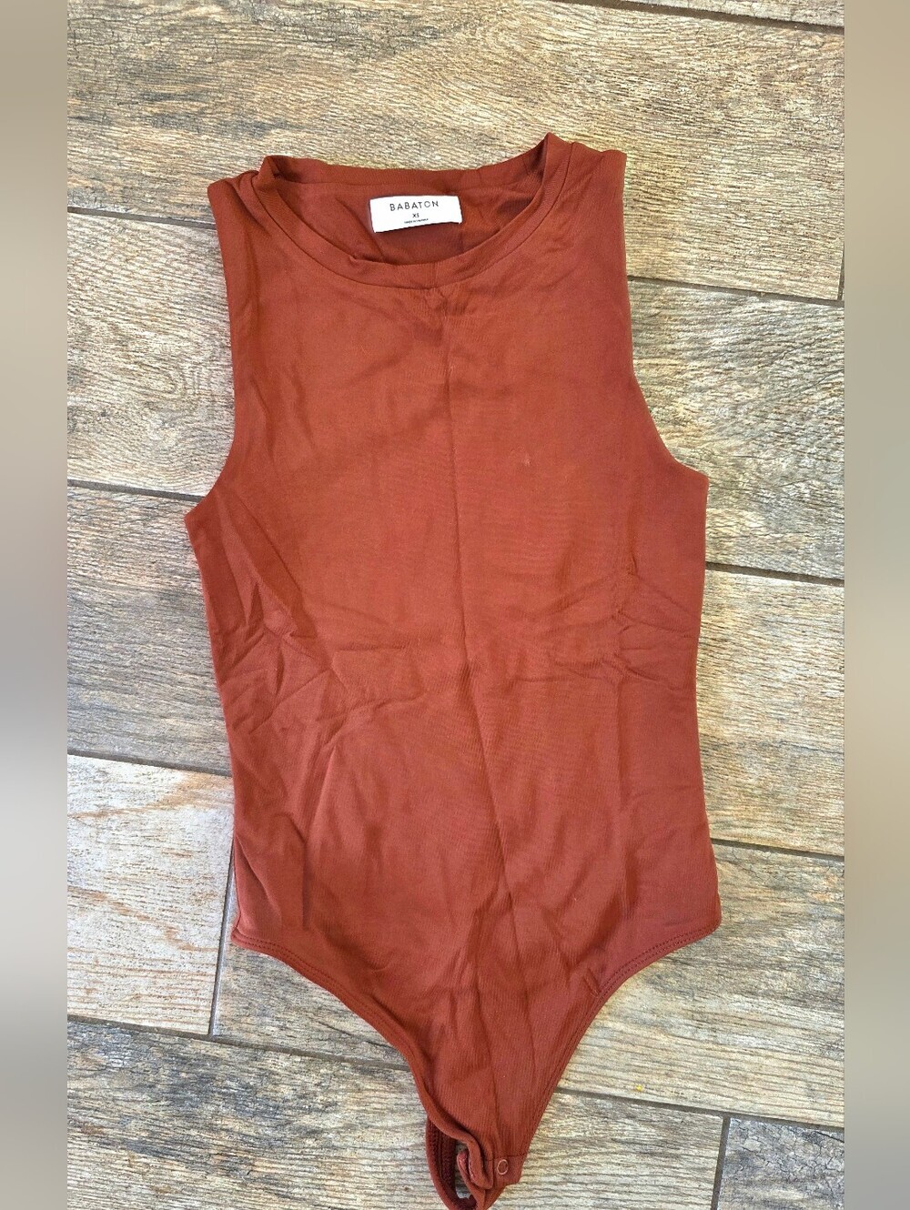 Babaton Rust Sleeveless High Neck Bodysuit Extra Small XS